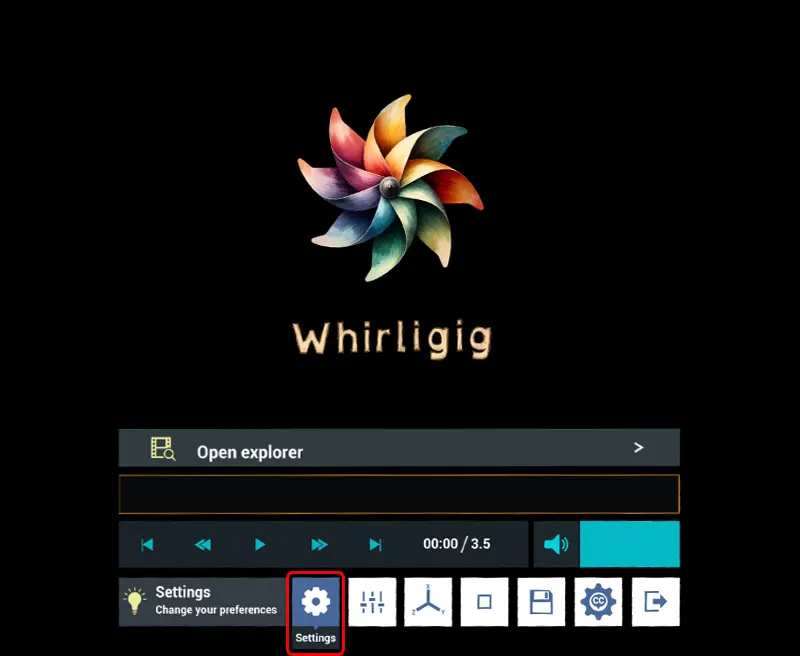 Settings をクリックし、設定を行います。