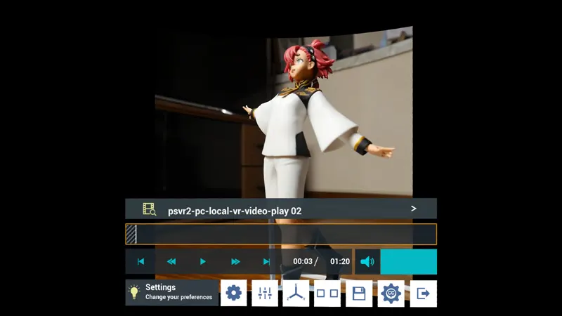 選ぶと同時にVR動画が再生されます。プレイヤーを使って再生を制御します。