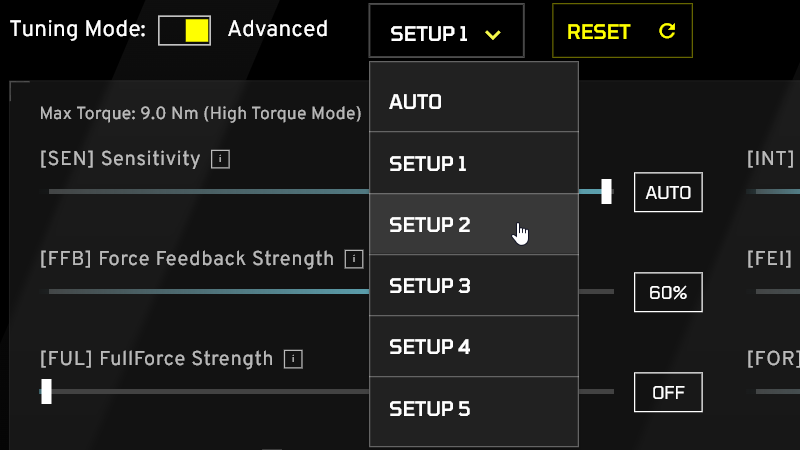 設定できたら、SETUP1 を一旦 SETUP2 にして、また SETUP1 に戻します。