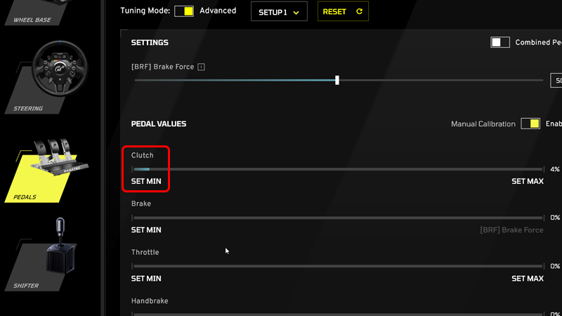 ペダルとシフターは前の Fanatec Control Panel と同じなので、説明しなくてもお分かりでしょう。