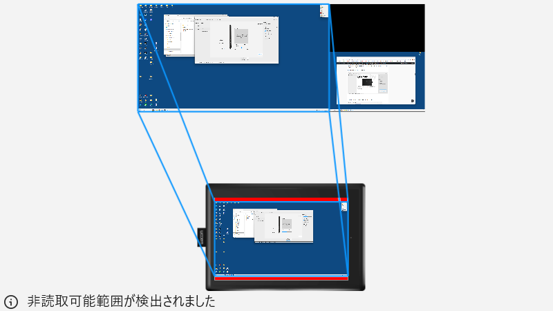 縦横比を保持 をオンにすると 非読み取り可能範囲が検出されました と表示される