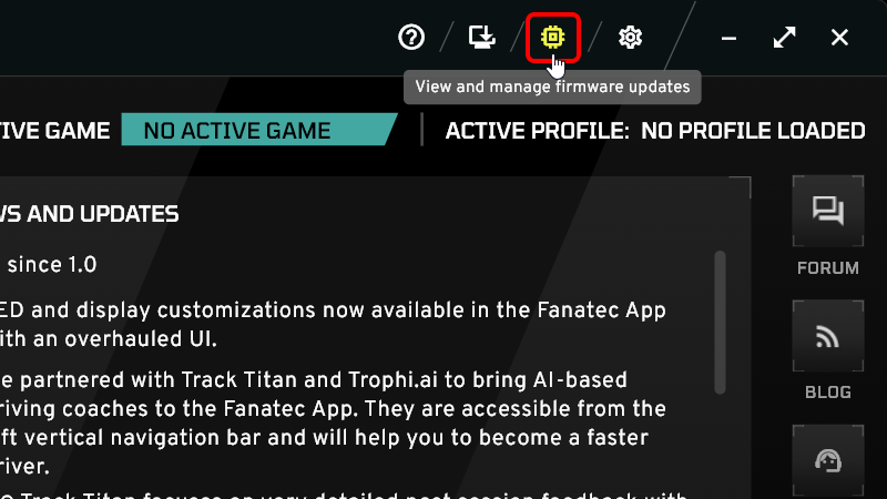 まずはFanatec APPでファームウェアを最新に更新。